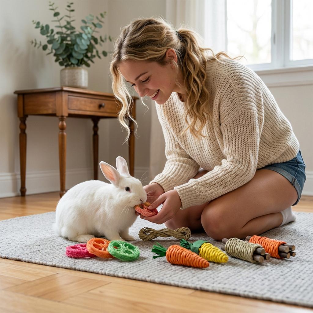 Small Animal Chew Toys Set Natural Wooden and Vegetable Shaped Chew Sticks for Rabbits Guinea Pigs Chinchillas Hamsters