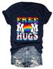 Summer New Shortsleeved Casual Tshirt Free Mom Hugs Print Loose Crew Neck Fashion Top Jumper