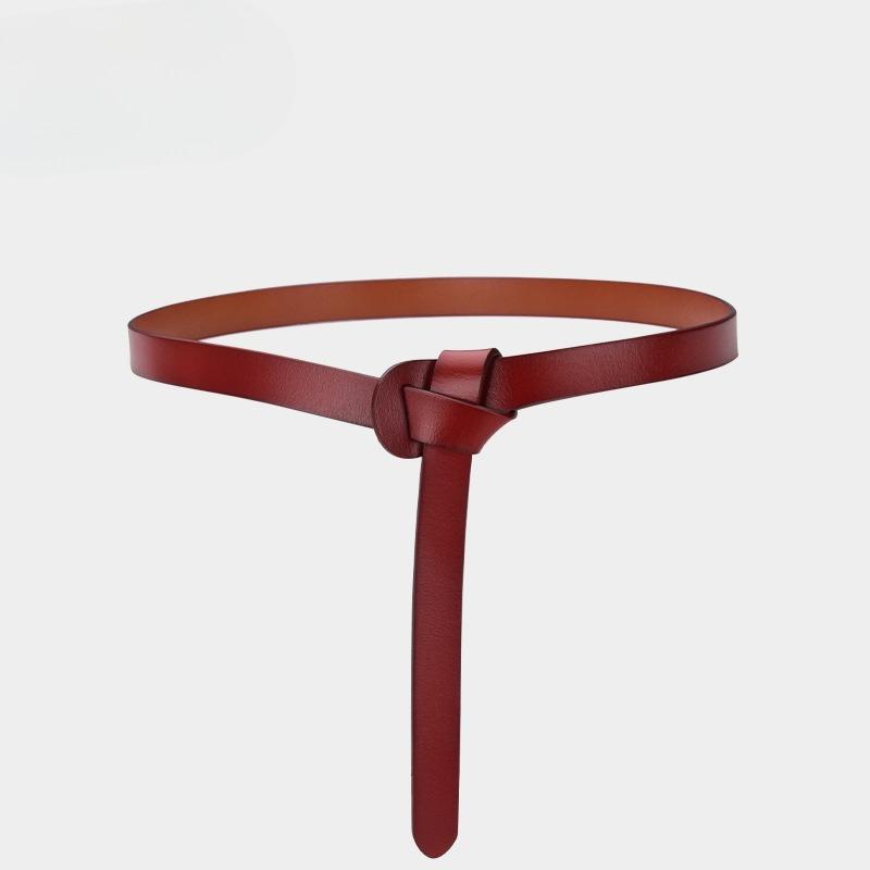 Cowhide Belt for Women Fashion Versatile Small Suit Decoration Windbreaker Sweater Knotted Women Genuine Leather Belt