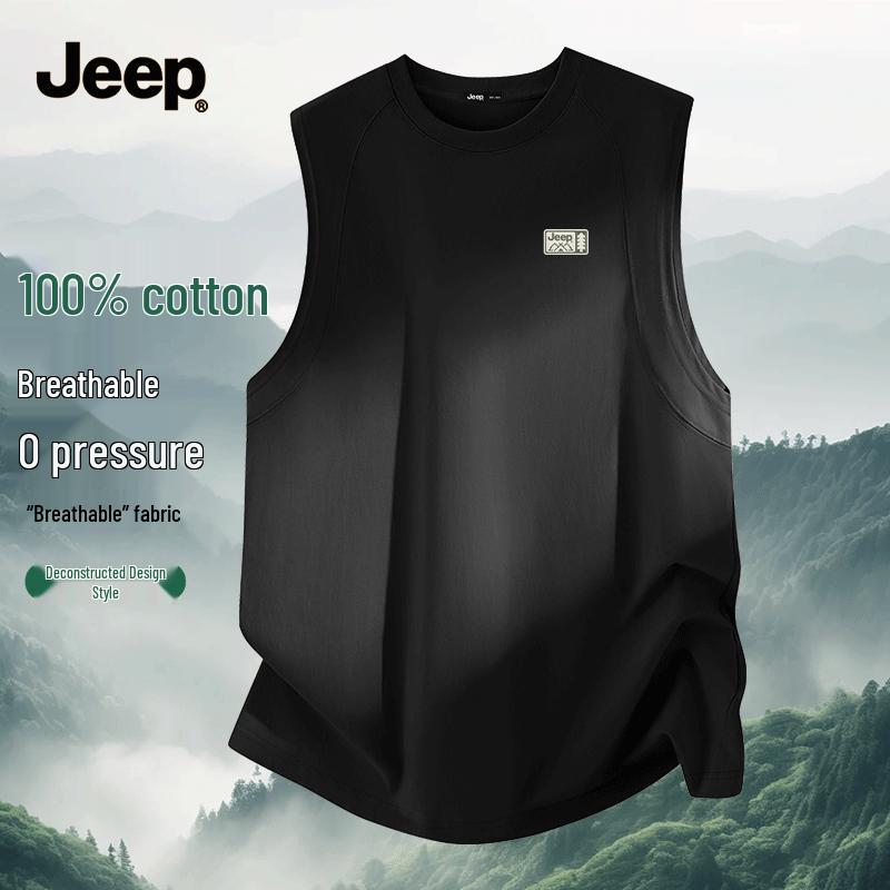 

JEEP Men s Cotton Round Neck Sleeveless T-shirt 2XL