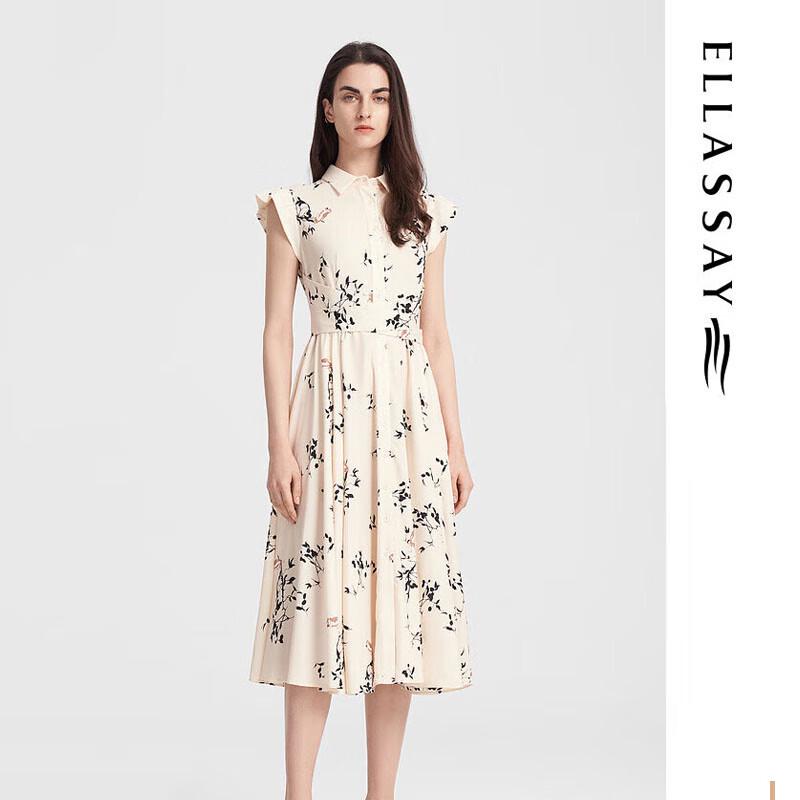 

ELLASSAY Women s Lapel Ruffle Midi Dress L