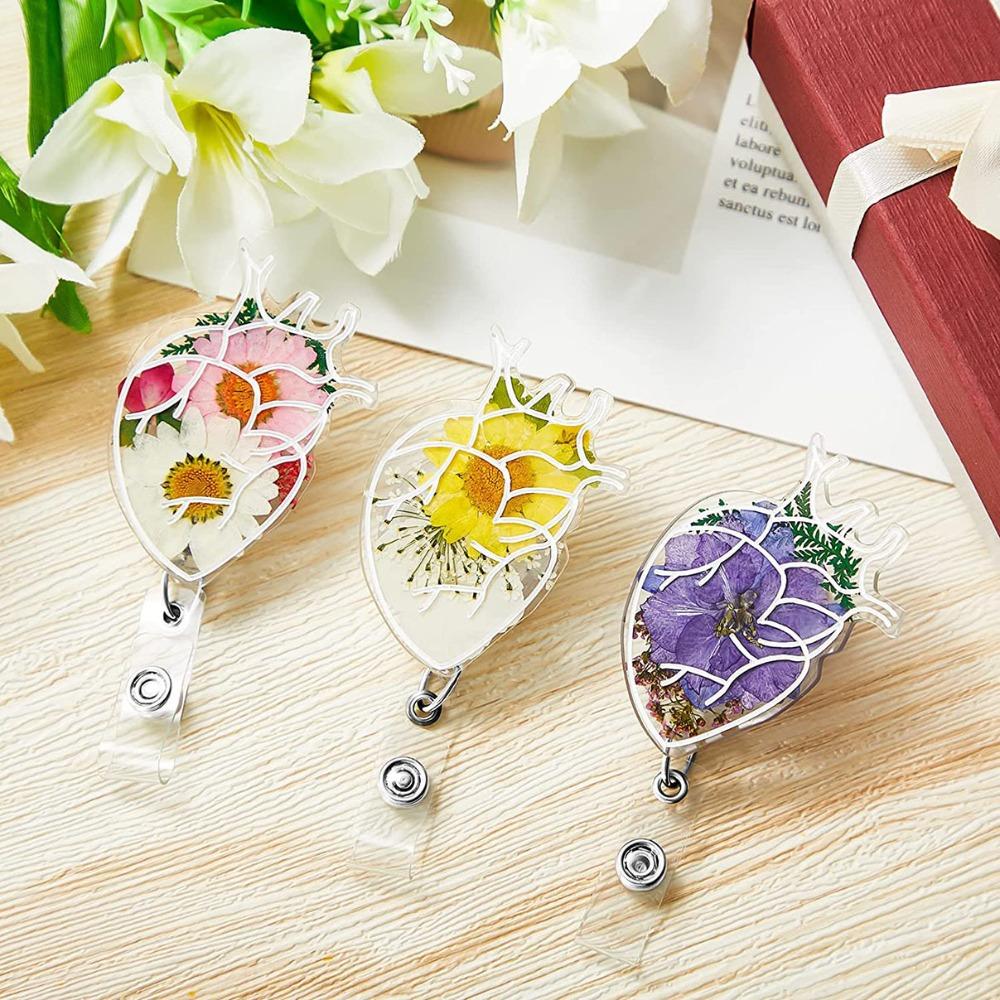 Fall-proof Daisies Pattern Badge Clip Stretchable Retractable Badge Reel  Name Tag