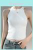 French Knitted Spaghetti Strap Tank Top With 3d Embroidery For Summer Casual Wear