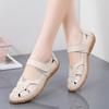 Große Sandalen für Damen Flache Sohle Lochschuhe Rutschfeste Außen-Sandalen Echtes Leder Rindsehne Weiche Sohle Mutterschuhe