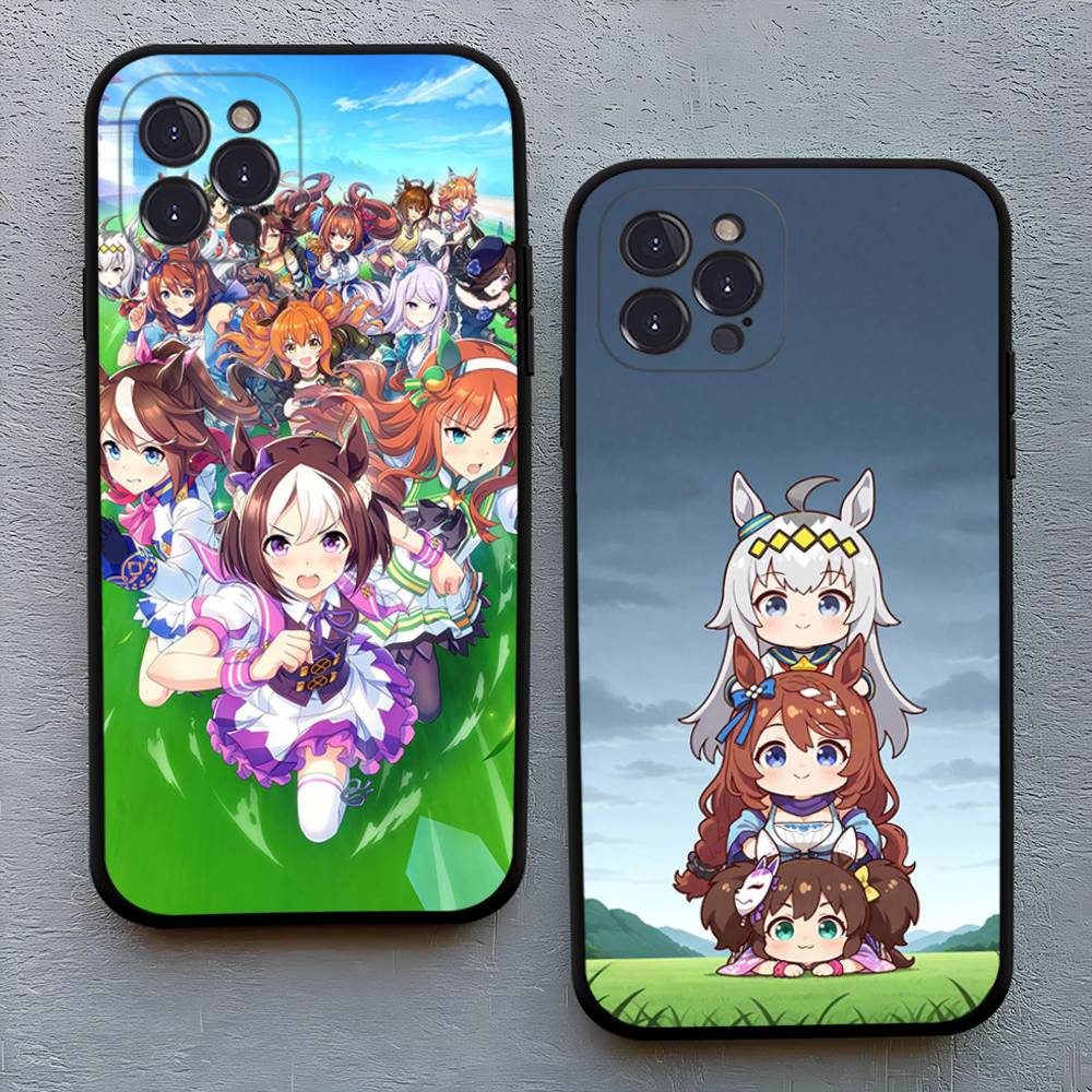 Pretty D-Derby Uma Musume Case For IPhone 17 16 Pro Max 15 14 13 12 11 Plus 16E 17 Black Tpu Cover