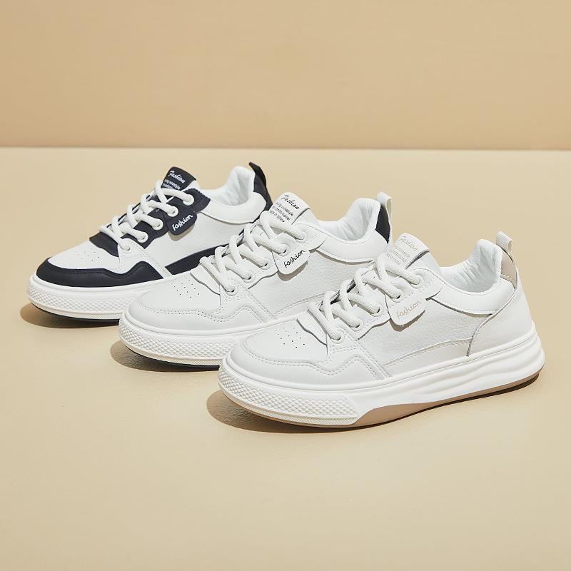 2025 Autumn White Shoes New Korean Version Ins Female Students Platform Heightening Sports Board Shoes Casual Street Shooting H6518