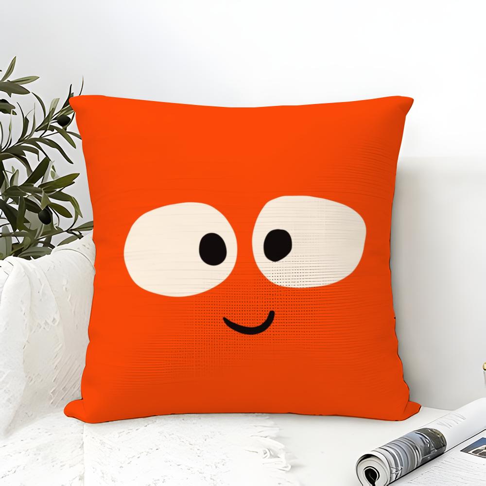 Dopamine Smile Pillow Case Cotton Linen Fabric Square Zipper Pillowcase Home Decorative Living Room