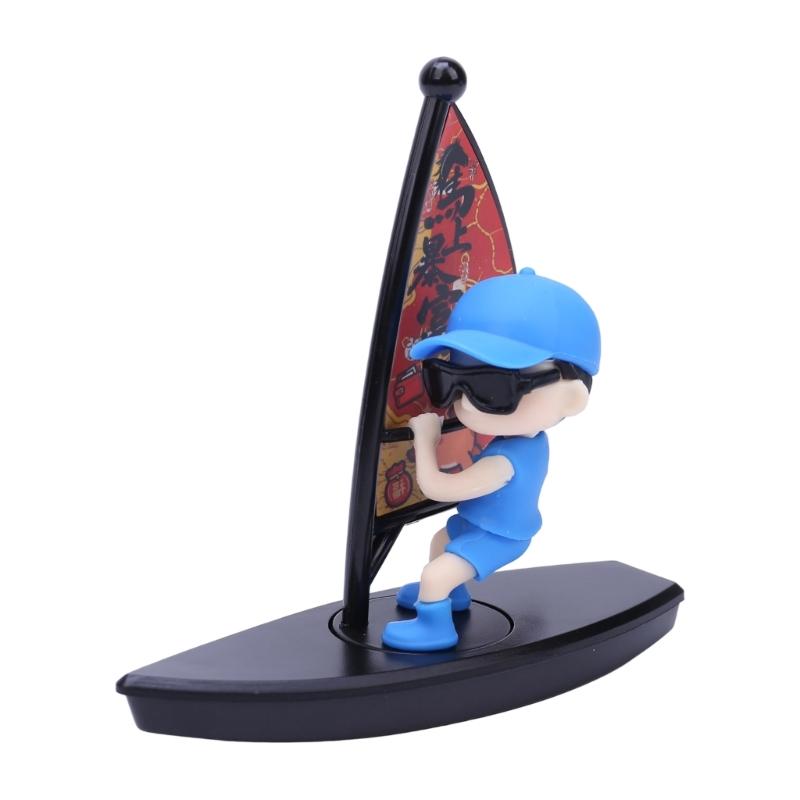 Sailing Boat Car Dashboard Decoration with Detailed Base, Sail and Character Figure, Plus Scent Insert for Cabin Accent