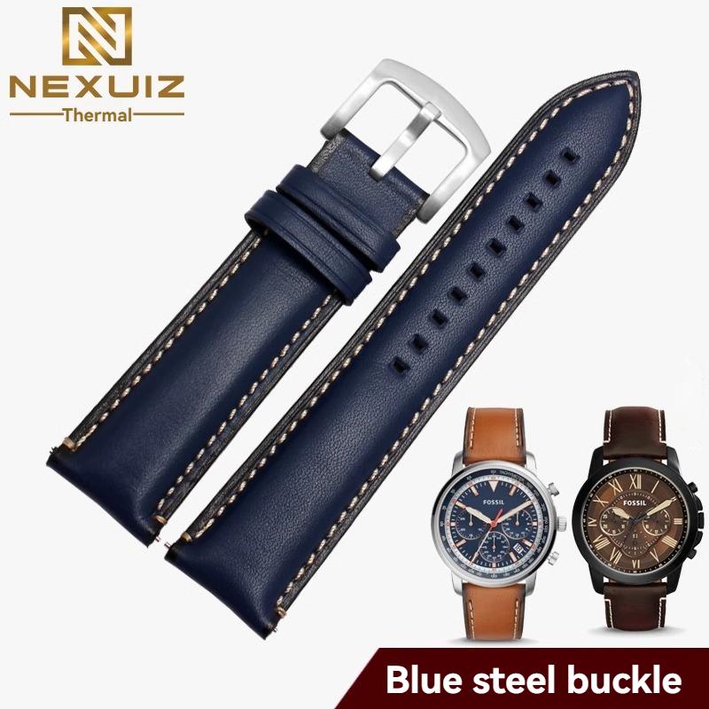 For Fossil Cowhide Leather Strap Men Black Blue Wristband Q Smart FTW1114 ME3110 FS5436 Quick Release Watchband 20mm 22mm 24mm