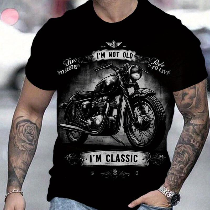 3D Printing Motorcycle T-Shirt Men s Short Sleeve Retro Classic T-Shirt Men s Street Cycling Shirt Top Oversized T-Shirt S