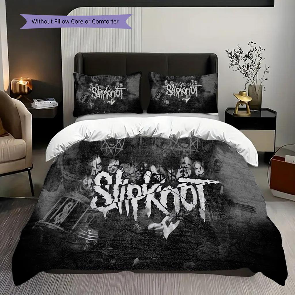 Slipknot Rock Band Bedding (1 * duvet cover + 2 * pillowcase, without core) 2D Flat Duvet cover and pillowcase Bedding set Soft and comfortable