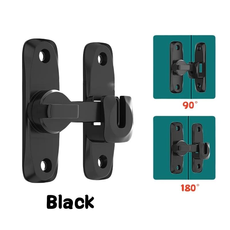 

90/180 Degree Flip Door Lock,2-in-1 Security Door Latch,Sliding Door Bolt,Barn Door Latches,Anti-theft Buckle,Home Gate Hardware чорний