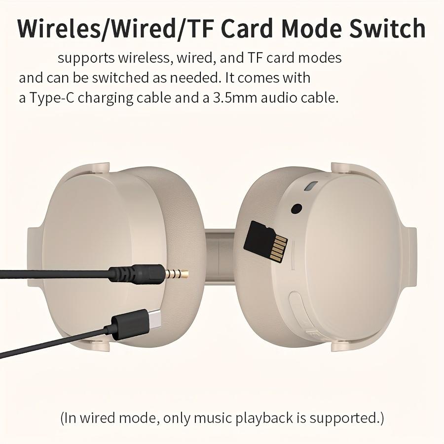 Foldable Wireless Bluetooth 5.3 Headphones 3D Stereo Headset Noise Reduction Music Gaming Earphones with Mic