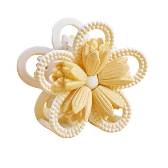Women Hair Claw Double-Sided 3D Flower Design Strong Grip Hair Clip Anti-slip Design Back Head Hair Clip Hair Accessory
