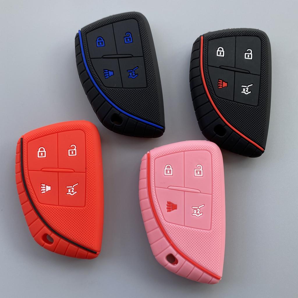Silicone Car Key Cover Case for Chevrolet Corvette Suburban Tahoe for Cadillac CT4 CT5 2021 2022 remote key