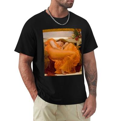 Flaming June Sir Frederic Leighton 1895 Tshirt Minimalist Casual Short Sleeve Top