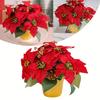 Artificial Christmas Poinsettia Flowers Christmas Decorations For Home Craft Red Fake Flowers Head Bouquet Xmas Tree Ornaments