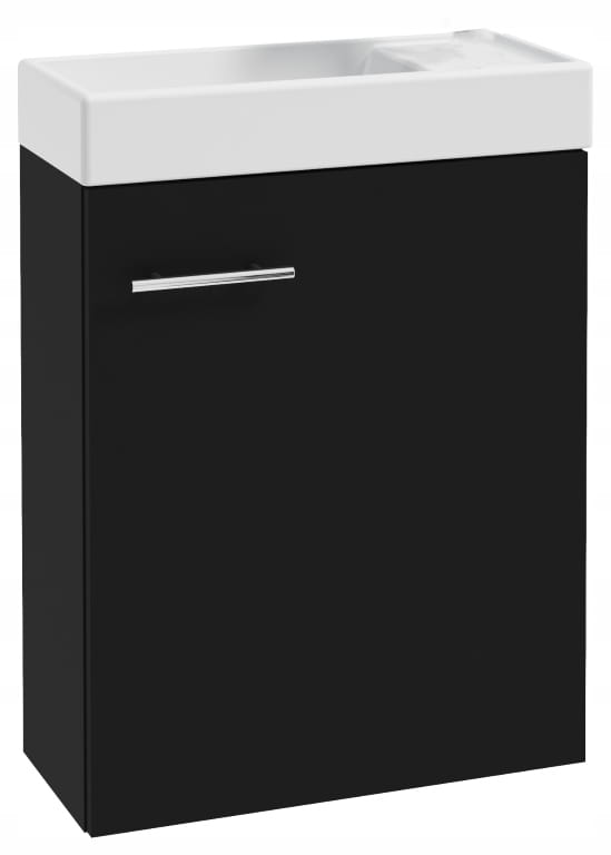Bathroom cabinet with a black wall-hung washbasin 50x70 Small with an elongated chrome tap