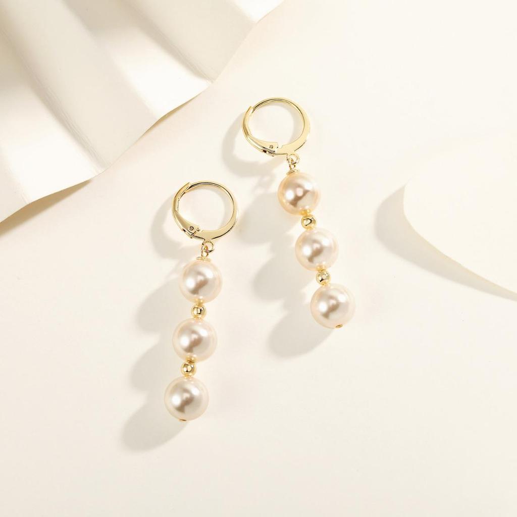 Shi Jia Pearl Drop Earrings: Fashionable Long Ear Cuffs for Women, Trendy Hot Style Gift for Bestie