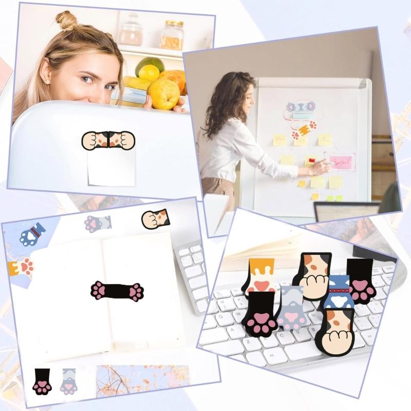 5Pcs PVC Magnetic Bookmarks Kitten Paws Magnetic Book Page Clip Thoughtful Present For Book Lover Teacher Reader Friend