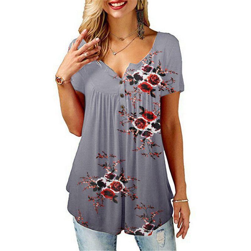 Hauts T-shirts Floraux Élégants à Manches Courtes pour Femmes avec un Design Confortable et ample
