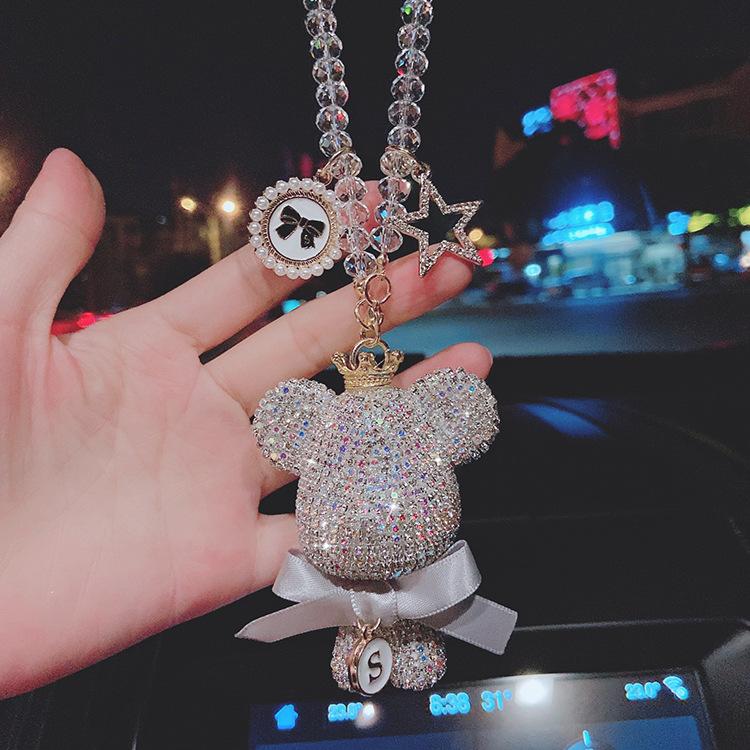 Auto přívěsek peří kreativní diamant-headed velké auto zpětné zrcátko šperky roztomilá dáma