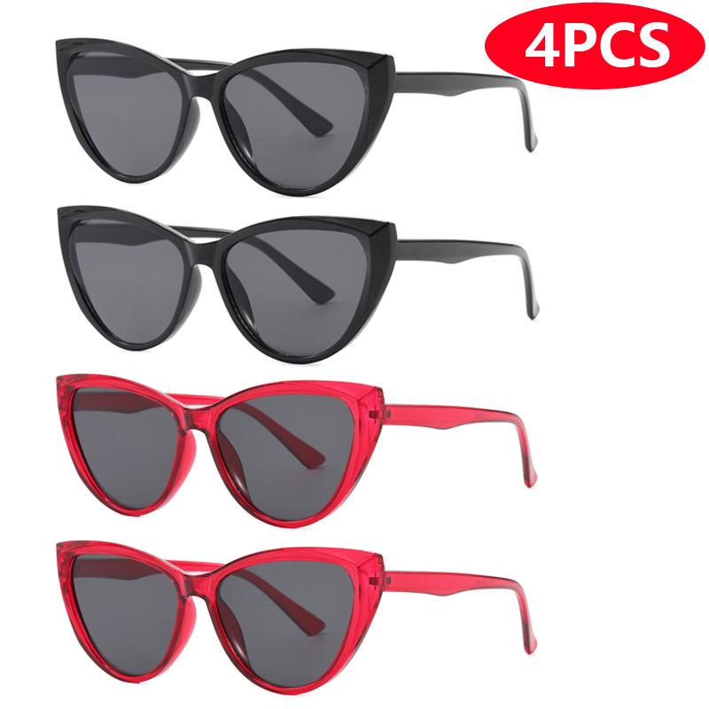 Car Sun Glasses 4 Pack Large Frame Cat Eye Sunglasses Women Men New Fashion Retro Glasses Brand Eyeglasses Unisex UV400