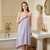 Lightweight Wearable Spa Robe Waffle Microfiber Bath Towel, Quick Drying Towel with Snap Versatile Bathing Accessory for Travel Button, Soft