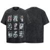 American Retro High Street Band Style Print Vintage Top Washed And Old Loose Short-Sleeved T-Shirt Men