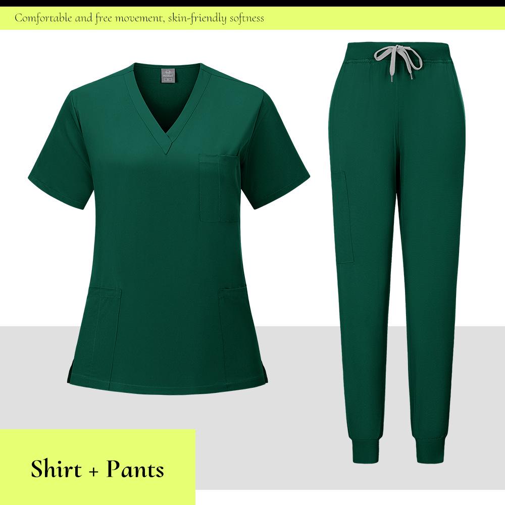 Ready-To-Ship: TEM Women's Scrub Set - 13 Colors, Four-Way Stretch, Short Sleeve, Long Pants