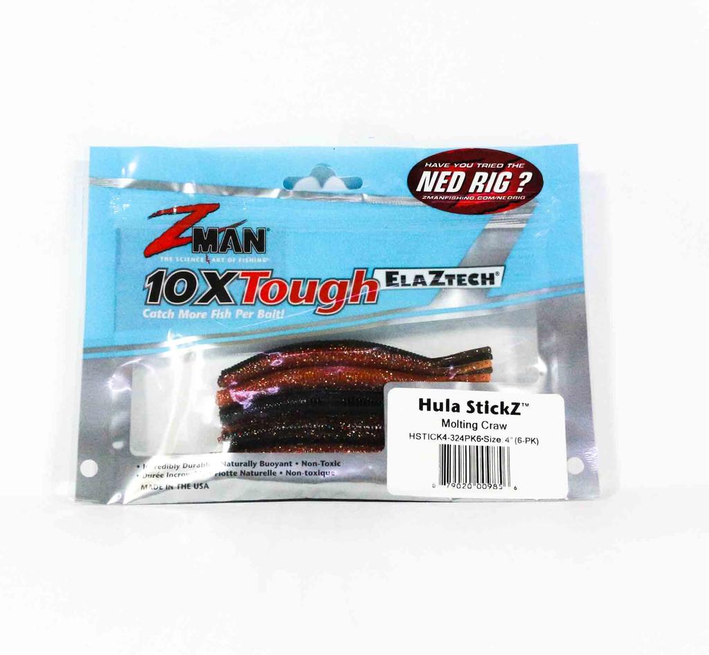 Zman Soft Lure Hula Stickz 4 Inch 6/Pack Molting Craw (9856)
