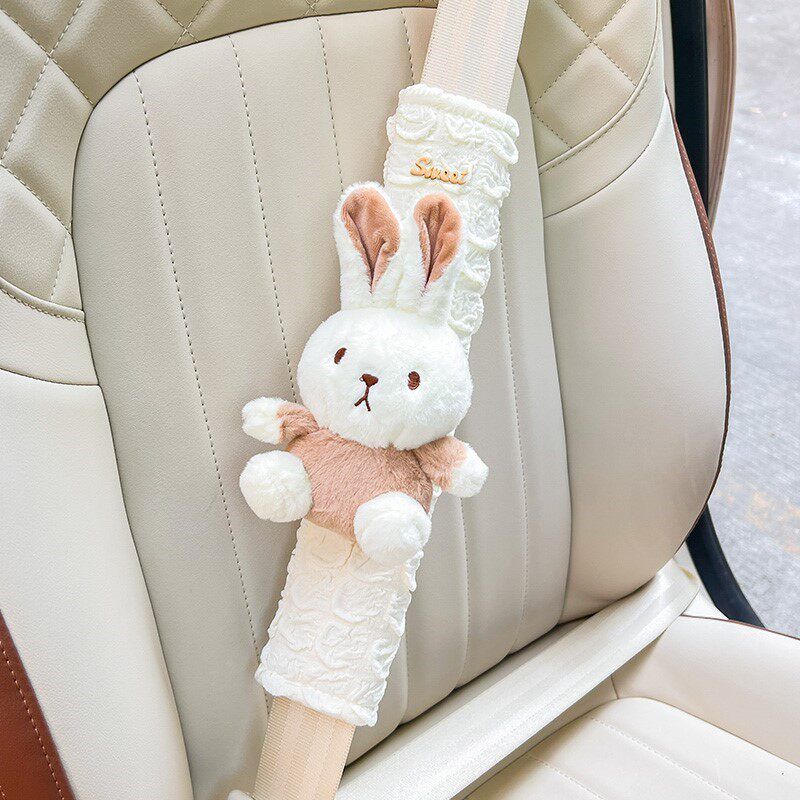 

Japanese Cute Duck Car Seatbelt Shoulder Pad for Children, Breathable, Wear-Resistant, Soft, Anti-Pressure, Extended Length Milk Tea Rabbit-Puff 31cm Shoulder Pad 1 Piece