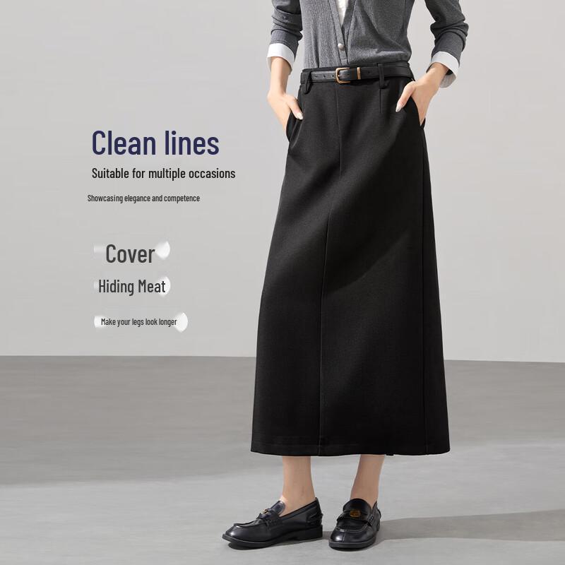 

Women s High-Waist Textured Slit A-Line Midi Skirt S