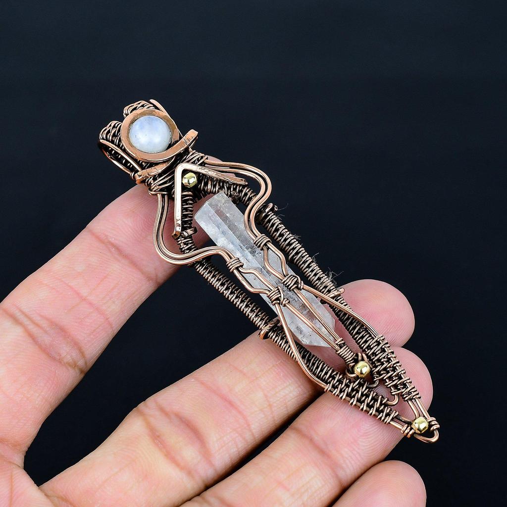 Crystal Quartz Jewelry, 999 Copper Wire Wrapped Pendant Handmade Gemstone Jewelry, Gifts For Wife Brand New Pendant