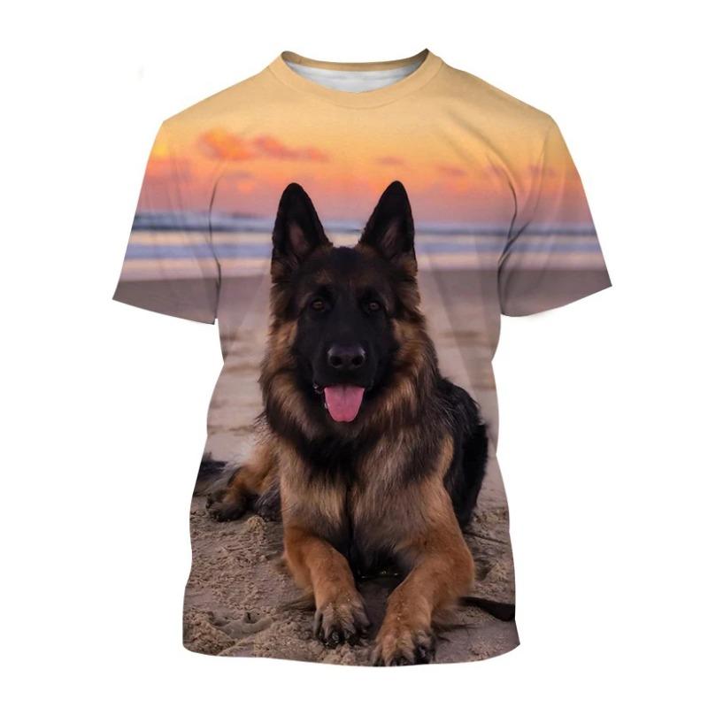 Animal German Shepherd 3D Print T-Shirts Summer Men Women Short Sleeve Dog T Shirt Oversized Harajuku Tees Tops Kids