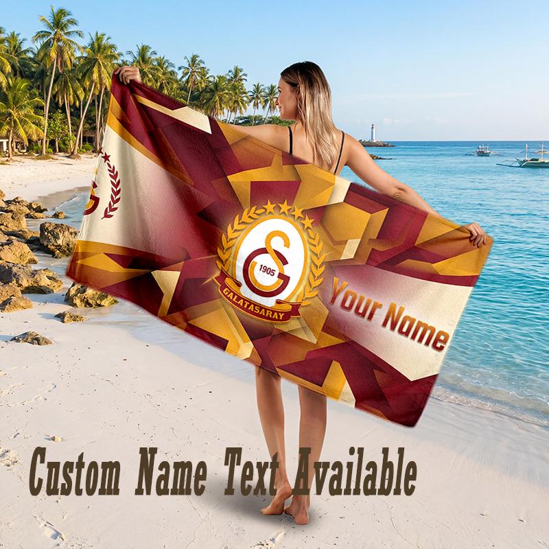 Galatasaray FC Design Beach Towel Custom Text Large Towel for Beach Vacation