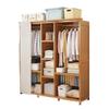 Floor-Standing Wardrobe with Curtain for Bedroom Storage, Easy Assembly, Space-Saving Design.