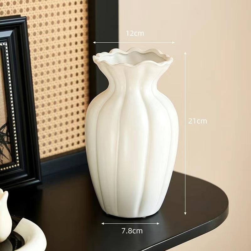 French Creative Ceramic Vase Cream Wind Ornament Living Room Flower Arrangement Water Flower Home Dining Table Decoration