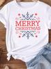 (Asian Size) tree gift happy new year Women's Top T Tee merry Christmas festival O-neck Clothing  Print Fashion ladies Graphic T-shirts