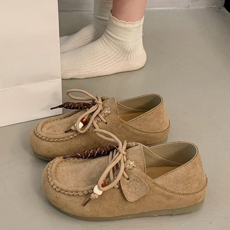 

Модная женская ретро обувь из коровьей кожи на плоской подошве 2025 трендовые повседневные лоферы для улицы удобная мягкая подошва обувь с высокой подошвой 35 хаки