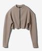 Paensyo Crop Knit Zip Up - Beige