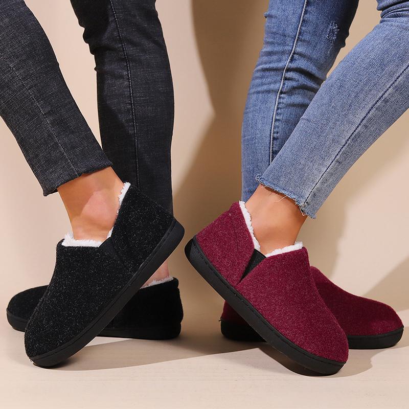 Fashion Light Non Slip Cotton Slippers Women Comfort Faux Fur House Cotton Slippers Woman Winter Mix Color Flat Heel Cotton Shoes Mujer