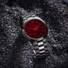 BUREI Analog Quartz Simple and Large Black Popular and Stylish for Business and Red Mineral Glass Men's Watch, Stylish, Waterproof, Dial, Dial,