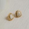 Vintage Coffee Color Square Resin Stud Earrings for Women Girls Fashion Metal Irregular Geometric Earrings Jewelry