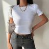 Kurzarm T-Shirt Damen Einfarbig Schlicht Lässig Weich Alleskönner Basic Crop Tops Tees Sommermode Figurbetonte Oberteile Schwarz Weiß