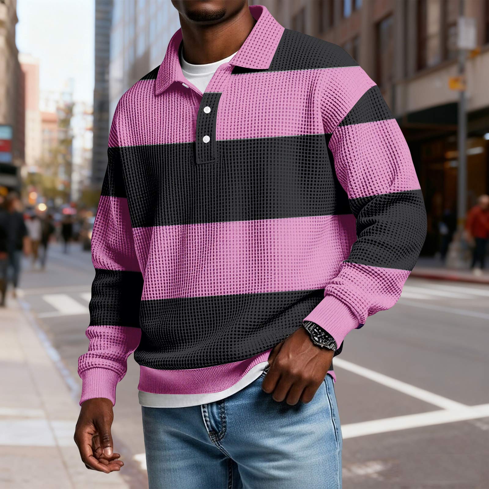 

Мужская повседневная рубашка свободного кроя с воротником на пуговицах и длинными рукавами XXXL