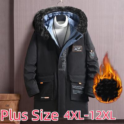Gruba męska bawełniana wiatrówka Plus Size średniej długości kurtka Pie dla grubych mężczyzn luźny, bardzo duży bawełniany płaszcz 4XL-12XL