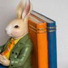 Rabbit Figurine with Books Whimsical Decor Gold for Reading Nook, Avid Readers