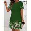 Damen Freizeit Einfach Bedruckt Rundhals Elegant Kurzarm Kleid Sommer Sexy Bodycon Minikleider Y2k Damenbekleidung