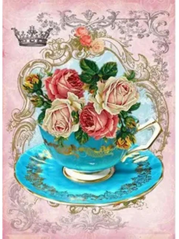 

Алмазная вышивка мозаика чашка для чая чайник роза домашний декор полный квадрат/круг алмазная живопись настенные наклейки украшение для дома подарок Full Round 20x30CM